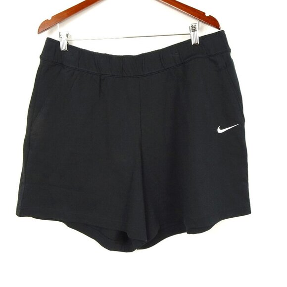 Nike Loose Fit Shorts Women's Plus Size 1X Black Jersey Elastic Waist High Rise - Picture 1 of 7